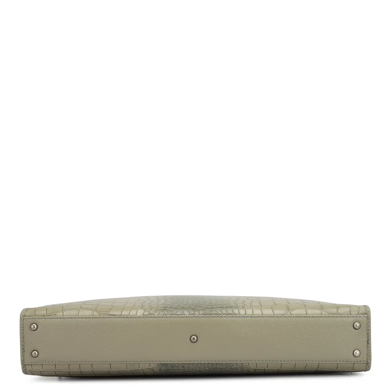 Da Milano  Croco Leather Laptop Sleeve - Stone Grey  | Best Price UAE