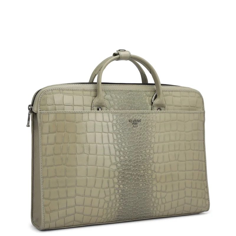 Da Milano  Croco Leather Laptop Sleeve - Stone Grey  | Best Price UAE