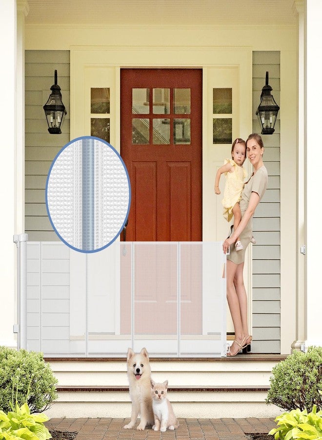 Sair pet Reinforced Retractable Baby Gates with Support Rod 60" Wide Retractable Baby Gate for Stairs Retractable Dog Gate Outdoor Retractable Gate Outdoor Prevent Babies and Pets from Squeezing Under The Gate - Image 1
