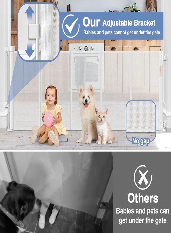 Sair pet Reinforced Retractable Baby Gates with Support Rod 60" Wide Retractable Baby Gate for Stairs Retractable Dog Gate Outdoor Retractable Gate Outdoor Prevent Babies and Pets from Squeezing Under The Gate - Image 4
