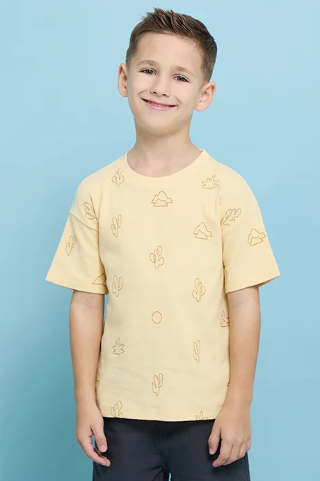 أر أند بي Embroidered T-Shirt with Crew Neck and Short Sleeves
