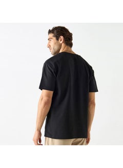 Iconic Iconic Badge Detail Crew Neck T-shirt with Short Sleeves  - Image 3