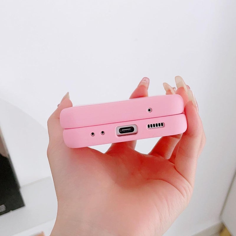 Vikye Protective Case for Z Flip 3 5G with Holder, Shockproof TPU Phone Cover Support Wireless Charging, Slim Anti Scratch Bumper for 2021 Model (Peach Pinkish) - Image 3