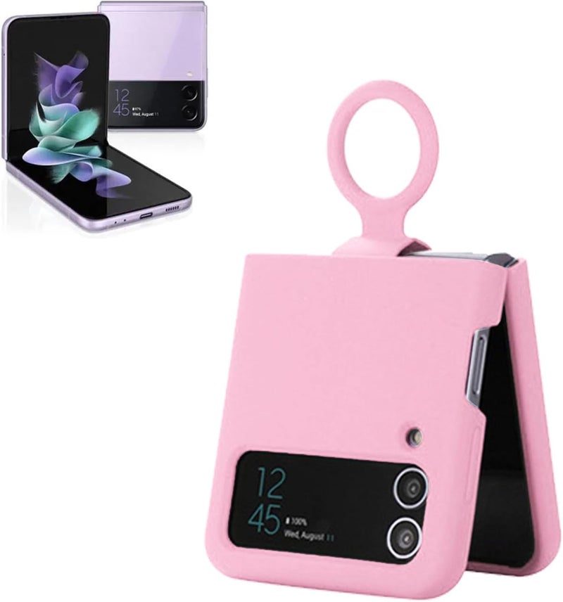 Vikye Protective Case for Z Flip 3 5G with Holder, Shockproof TPU Phone Cover Support Wireless Charging, Slim Anti Scratch Bumper for 2021 Model (Peach Pinkish) - Image 4