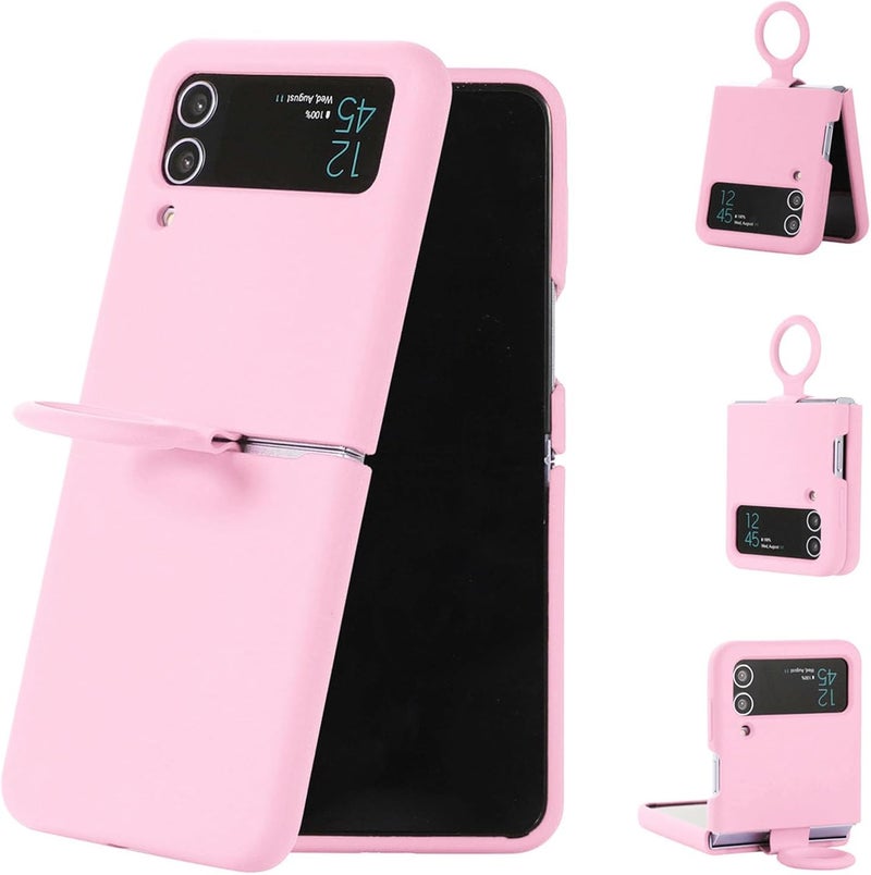 Vikye Protective Case for Z Flip 3 5G with Holder, Shockproof TPU Phone Cover Support Wireless Charging, Slim Anti Scratch Bumper for 2021 Model (Peach Pinkish) - Image 1