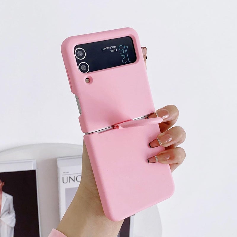 Vikye Protective Case for Z Flip 3 5G with Holder, Shockproof TPU Phone Cover Support Wireless Charging, Slim Anti Scratch Bumper for 2021 Model (Peach Pinkish) - Image 5