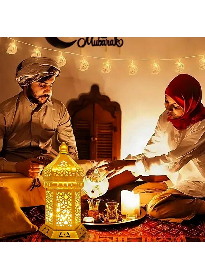 يواوليتي أضواء رمضان ، فانوس رمضان ، خمر الصمام فانوس الجوف تصميم ديكورات لرمضان عطلة الجدول ديكور  - Image 2