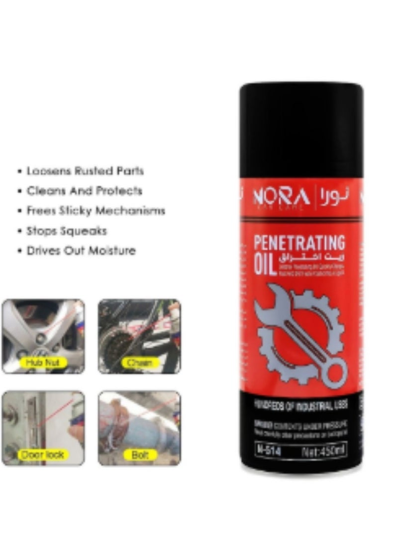 Nora - Penetrating Oil Multi-Purpose Spray Rust Remover, Lubricant, Moisture Repellant, Anti-Squeak Formula - 450ml NORA Car Care - Image 1