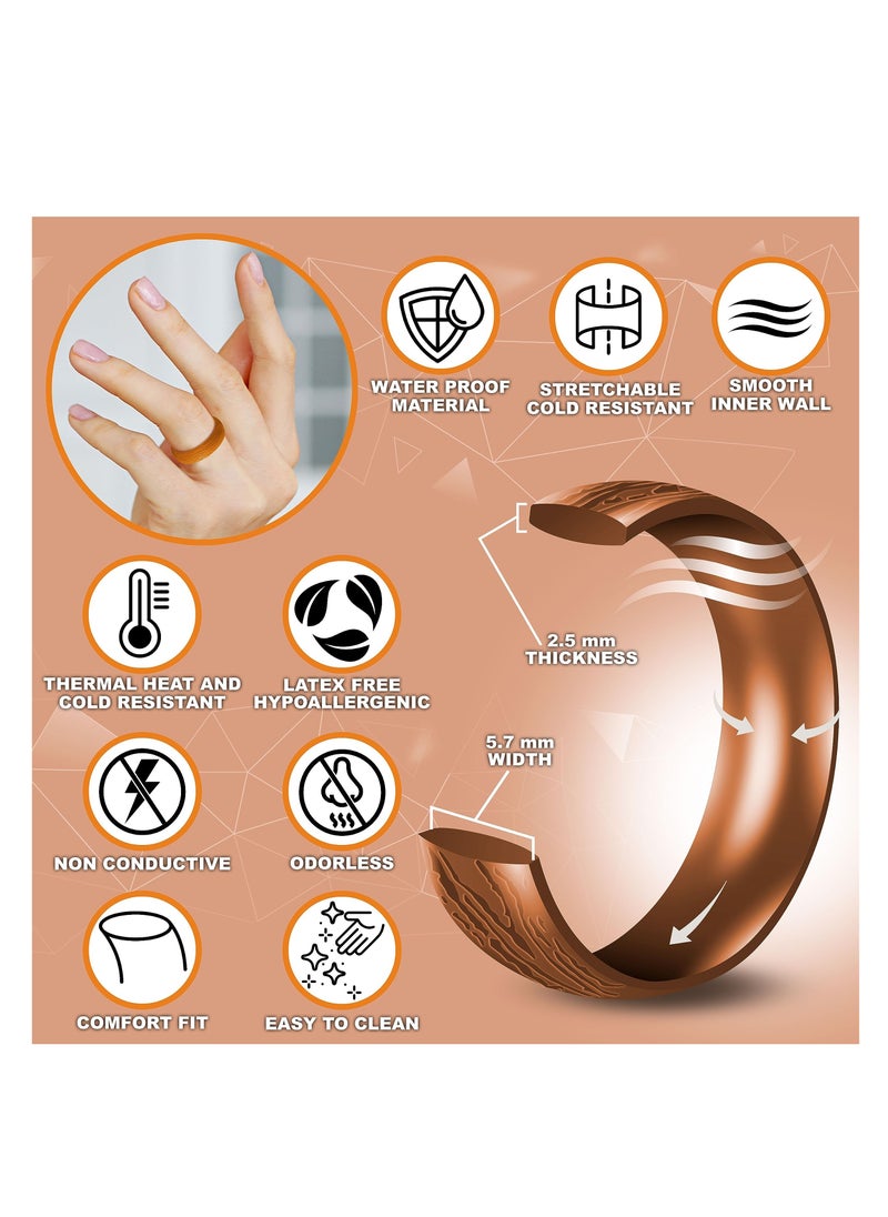SYOSI - Silicone Wedding Bands for Men & Women, Pack of 5, Rubber Engagement Band, Flexible Silicone Rings Women, Glitter Silicone Ring Women, Workout Womens Silicone Rings, 5.7mm Rubber Rings Women - Image 1