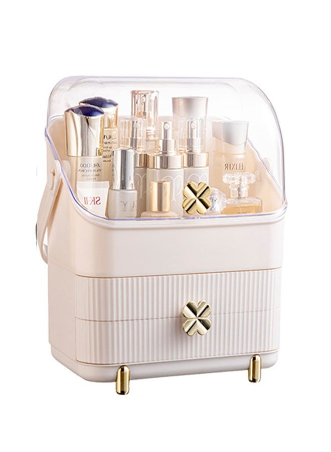 NKX Dust Proof Cosmetic Make Up Storage Organizer with White Cosmetic stand Box  - Image 1