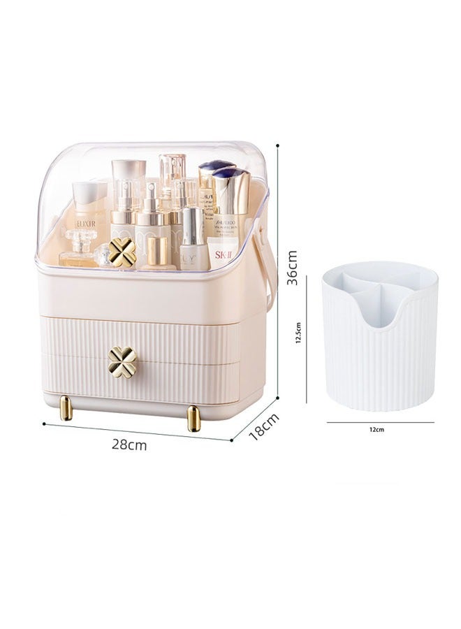 NKX Dust Proof Cosmetic Make Up Storage Organizer with White Cosmetic stand Box  - Image 2