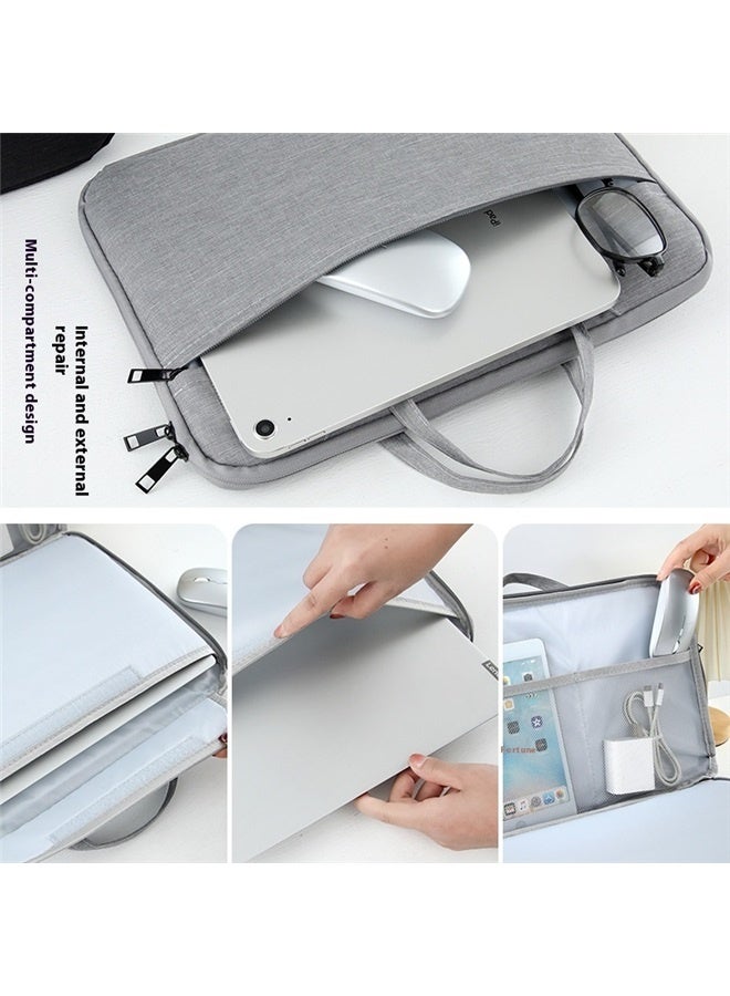 حقيبة كمبيوتر محمول مقاس 13.3 بوصة، مقاومة للماء والخدش، سهلة الحمل، مناسبة للنساء والرجال، لون رمادي - Image 5