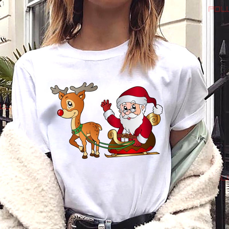 Cross-border supply T-shirt printed T-shirt women's short-sleeved women's clothing - Image 1