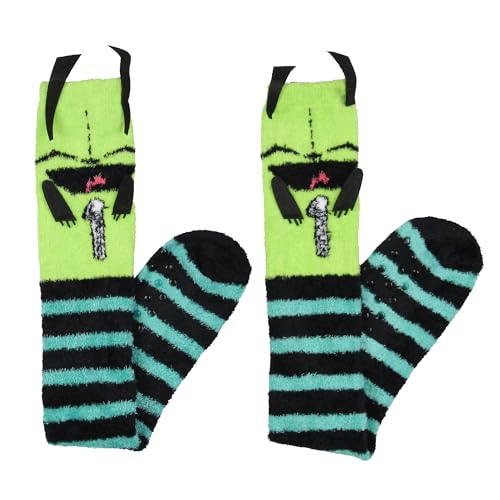 Bioworld Invader Zim Gir 3D Character Fuzzy Plush Knee High Slipper Socks For Women With NonSlip Sole 1 Pair - Image 3
