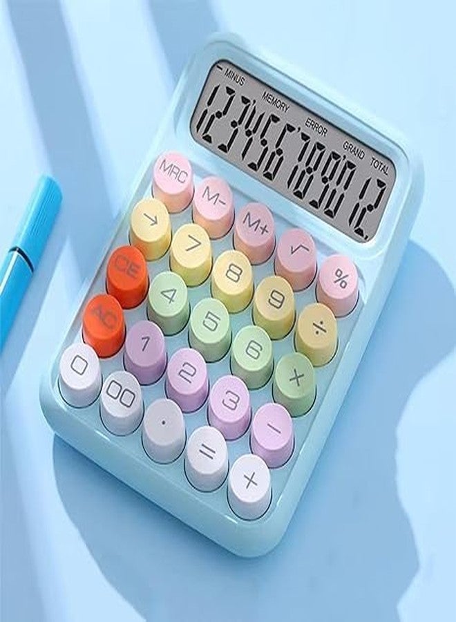 2heet Colorful Candy Style Calculator with 12-Digit LCD Display Desktop Basic Calculator with Big Bubble Buttons, Typewriter-Inspired Keys, Dual Power for Office, School, Home Use Small, Multicolor - Image 1