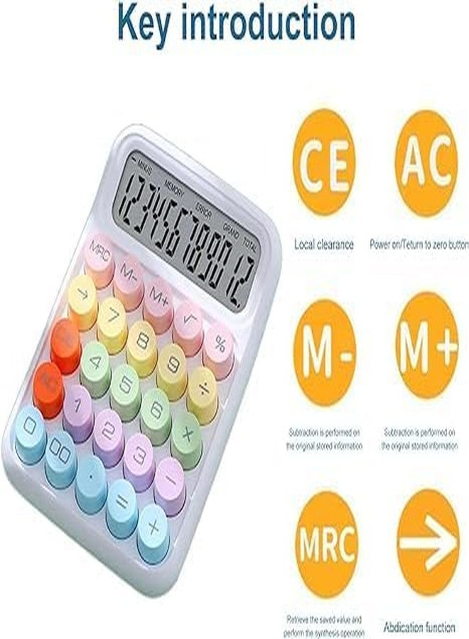 2heet Colorful Candy Style Calculator with 12-Digit LCD Display Desktop Basic Calculator with Big Bubble Buttons, Typewriter-Inspired Keys, Dual Power for Office, School, Home Use Small, Multicolor - Image 3