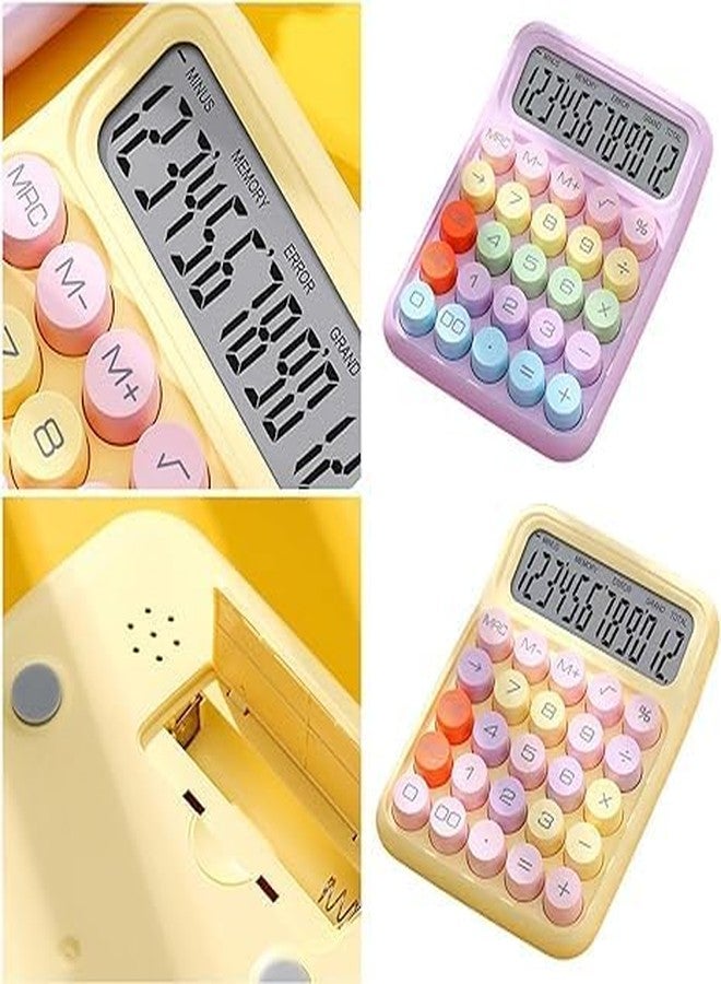2heet Colorful Candy Style Calculator with 12-Digit LCD Display Desktop Basic Calculator with Big Bubble Buttons, Typewriter-Inspired Keys, Dual Power for Office, School, Home Use Small, Multicolor - Image 5