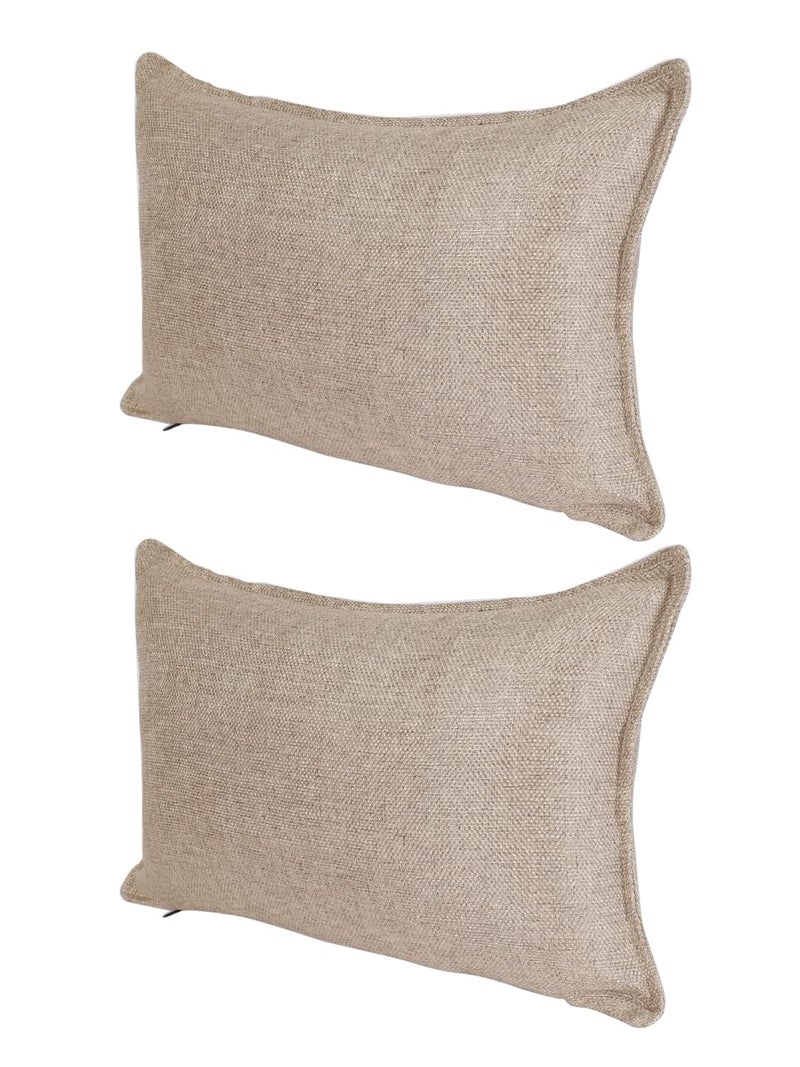 The Conversion Set of 2 Decorative sham/Baby/Rectangle Premium Jute Natural Feel Beige, 2 pc Baby Pillow Cover - 12"x18" - Image 2