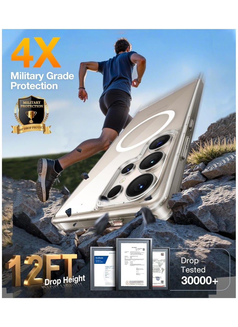 TORRAS Magnetic Shockproof for Samsung Galaxy S25 Ultra Case, [Fit for MagSafe][4X Mil-Grade Protection][Anti-Yellowing] Magnetic Slim Clear Case for Samsung S25 Ultra Case, Diamond Clear  - Image 2