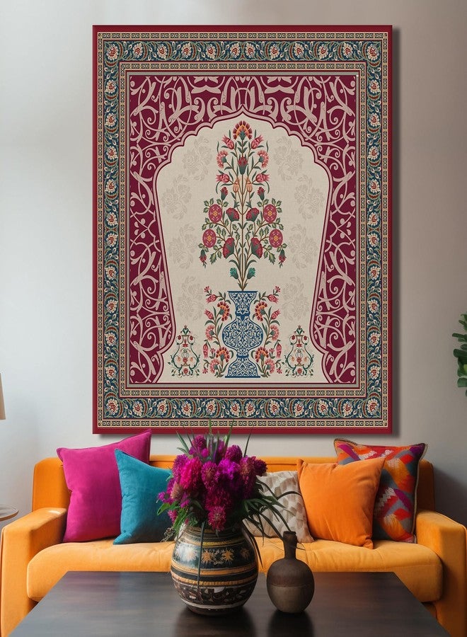 PAPER PLANE DESIGN kalamkari paintings canvas art Indian ethnic traditional wall art large size for living room decor. (24 X 24 Inches, A) - Image 1
