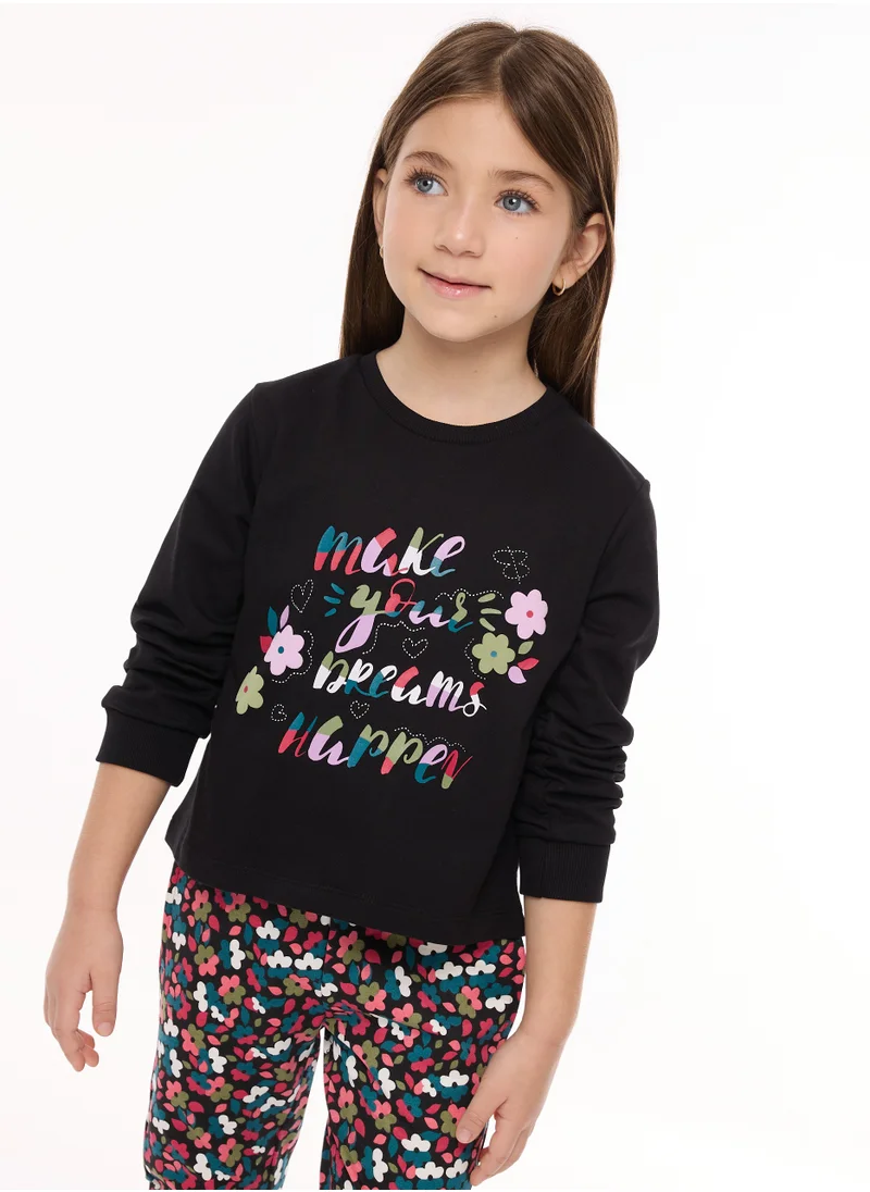 victor and jane Embellished Top With Printed Pant