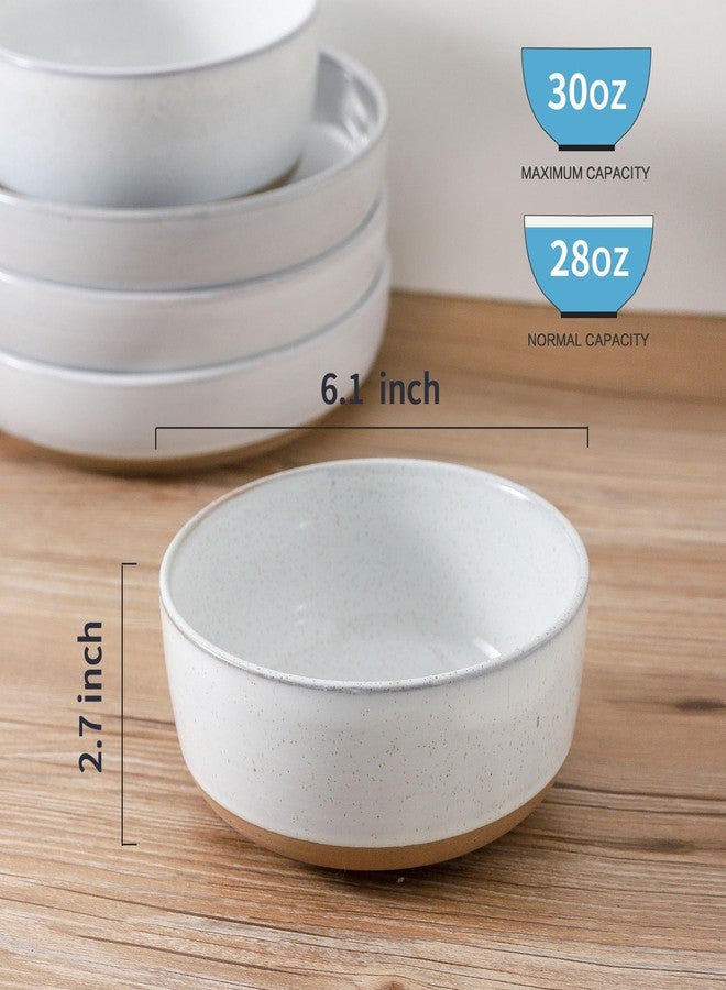 Hasense 30 OZ Cereal Bowls Set of 6, Stoneware Soup Bowls for Kitchen, 6 Inch Ceramic Bowls Microwave and Dishwasher Safe for Rice, Oatmeal, Noodle, Ramen, Salad, Fruit and Pasta, White - Image 3