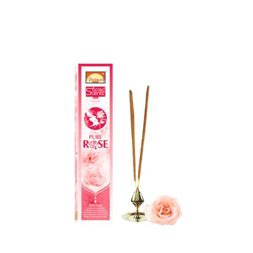 Parimal (R6) Sacred Scents Natural Pure Rose Incense Sticks |144 G | Natural | Traditional | Hand Rolled Agarbathi | (Pack of 6) - Image 1
