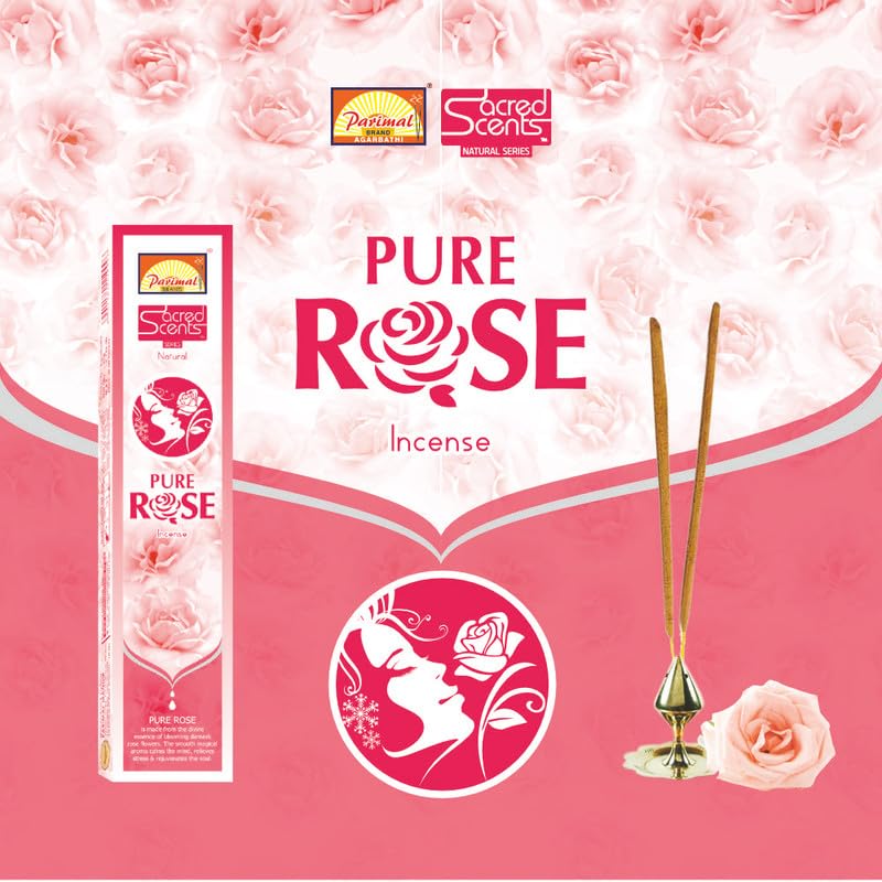Parimal (R6) Sacred Scents Natural Pure Rose Incense Sticks |144 G | Natural | Traditional | Hand Rolled Agarbathi | (Pack of 6) - Image 5