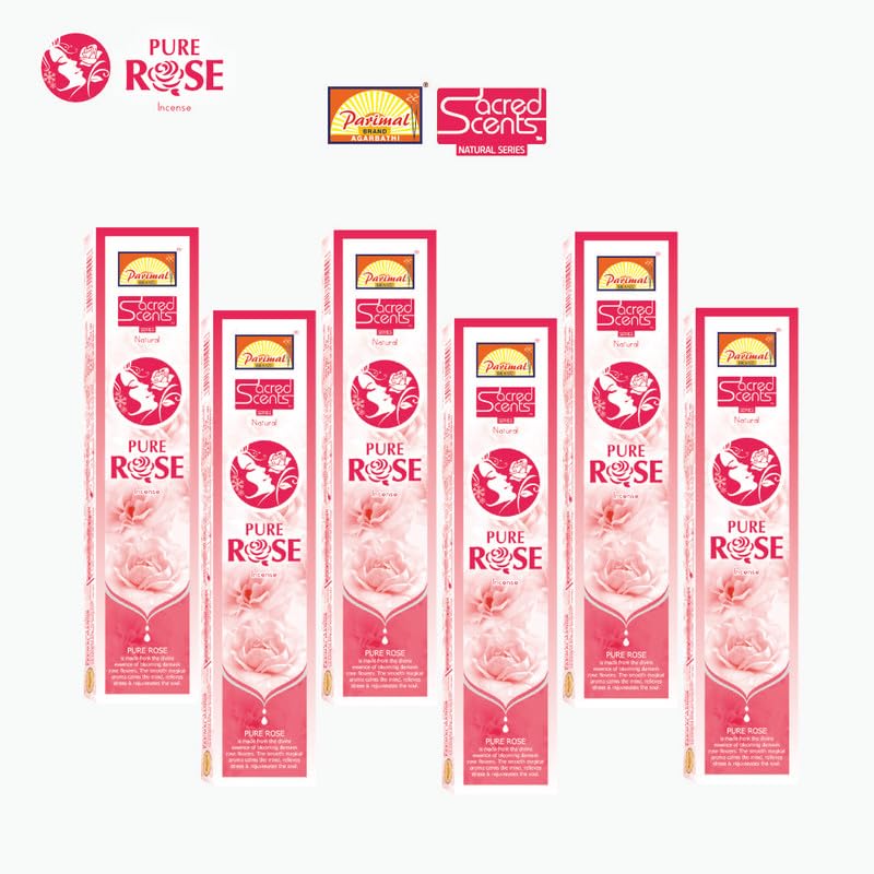 Parimal (R6) Sacred Scents Natural Pure Rose Incense Sticks |144 G | Natural | Traditional | Hand Rolled Agarbathi | (Pack of 6) - Image 4