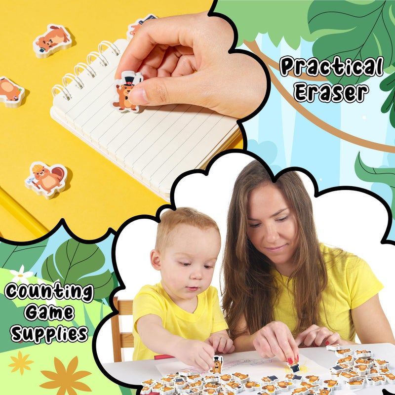 CJiangpo 60Pcs Groundhog Mini Erasers for Kids Bulk, 6 Styles Cartoon Pencil Rubber Eraser for Kids Classroom Prizes Groundhog Day Party Filler Favors Gifts - Image 5