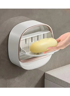 QUALITY Space-Saving Double Layer Wall Mounted Soap Dish with Cover - No Drilling Required, Durable Plastic for Bathroom & Kitchen Use  - Image 2