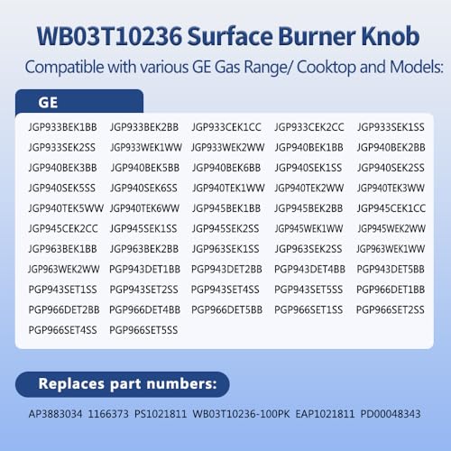 Reyhoar 4Pcs WB03T10236 Burner Control Knob, Gas Cooktop Knobs Black for GE Range/Cooktop/Stove, Not Universal - Image 4