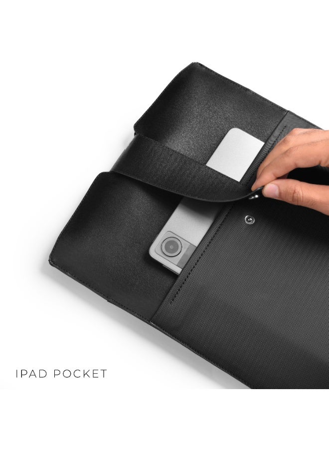 Professional Laptop Sleeve for 14-inch Laptops – Synthetic Leather Organizer Case with iPad & Charger Pockets (Black) - Image 5