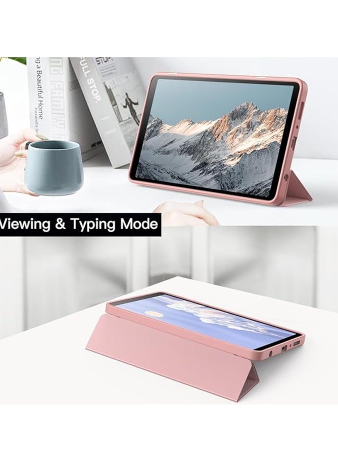 Protective Tablet PC Case Slim Case compatible with Samsung Galaxy Tab A9 SM-X110 8.7inch Case with Clear Transparent Back and TPU Shockproof Frame Cover,Auto Sleep/Pencil Holder (Pink)