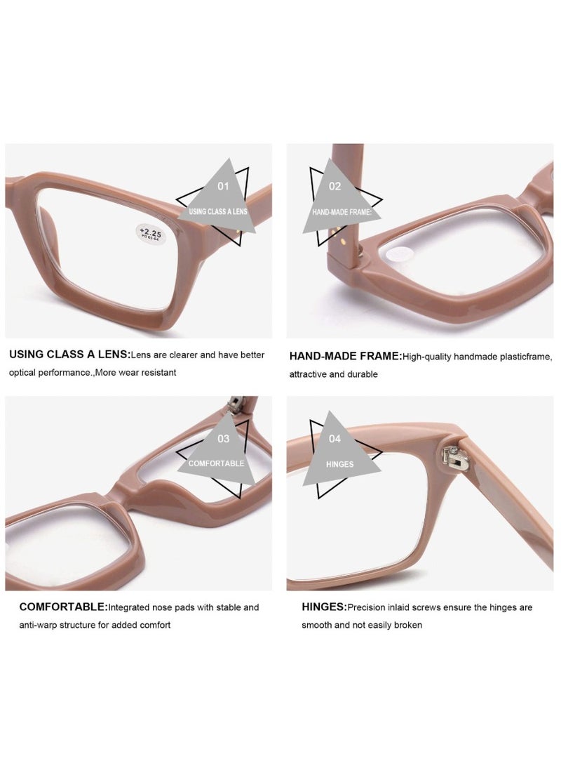 بوما للبصريات +2.0 نظاراه قراءة نسائي، نظارات قراءه طبيه مكبرة لتصحيح ضعف النظر  مع تقدم العمر ،لون الإطار جريء عدسات مضادة للتعب والضوء الأزرق، تصميم خفيف الوزن ،حمايه شاشة كمبيوتر  وحجب الضوء الأزرق ورؤية واضحة للقراءة - Image 4