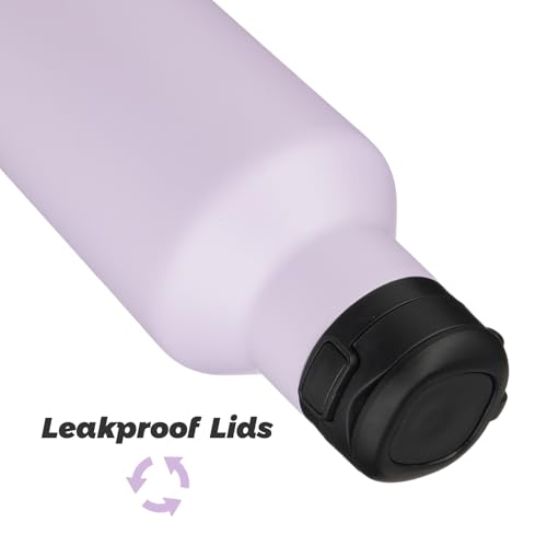 Konokyo Insulated Water Bottle with Straw,17 OZ Double Wall Vacuum Stainless Steel Water Flask with 2 Lids,Purple - Image 4