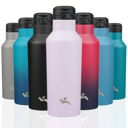 Konokyo Insulated Water Bottle with Straw,17 OZ Double Wall Vacuum Stainless Steel Water Flask with 2 Lids,Purple - Image 1