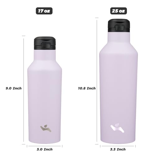 Konokyo Insulated Water Bottle with Straw,17 OZ Double Wall Vacuum Stainless Steel Water Flask with 2 Lids,Purple - Image 5