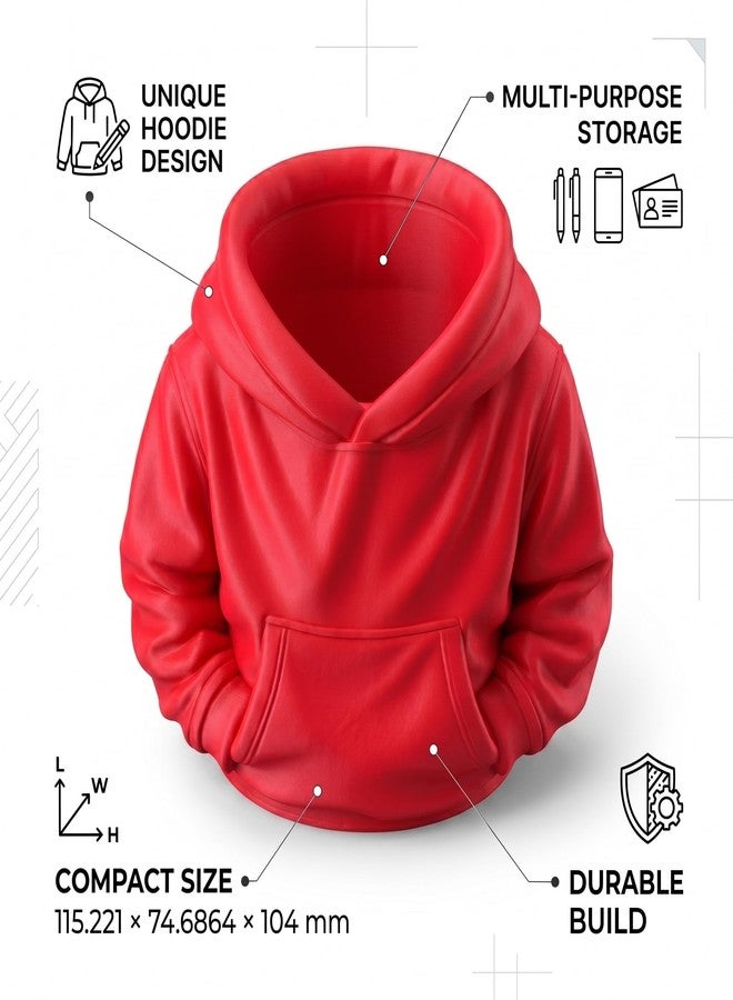 Mini Hoodie Pen Holder Desk Organizer | Multi-Purpose Storage for Pens, Pencils & Accessories | Durable Silicone Compact Desk Decor (Red) - Image 5