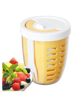 Excefore Reusable Fruit Cup With Lid, Fruit Cup Container, Double-Layer Parfait Cups, Leak Proof Fruit Containers, Portable Salad Container Cup, Oats Containers Removable Colander & Fork For Snacks, Salad  - Image 1