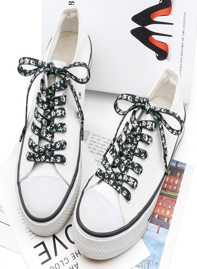 DANHUA Colored Printed Flat Shoelaces: 2 Pair Patterned Shoe Laces for Sneakers, 19 Black White Flowers, 55Inch (140CM) - Image 4