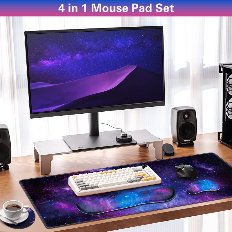 Canjoy Gaming Mouse Pad Set, 4-in-1 XXL Large Mouse Pad + Keyboard Wrist Rest Support+ Coaster, (35.4Ã—15.7 in) Extended Desk Pad Memory Foam Non-Slip Desk Mat for Home Office - Image 2