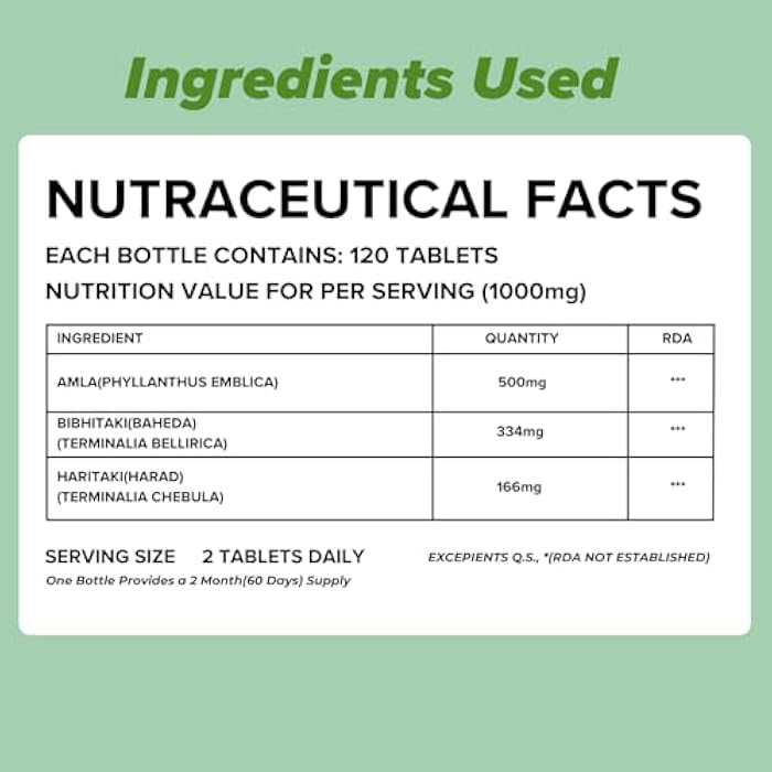 Daily All Day Triphala Tablets 1:2:3 Ratio, Organic Indian Origin Ayurvedic Gut Health & Digestive Support, Amla Haritaki Bibhitaki, 120 Tablets, 2 mth Supply, triphala Herbal Supplements - Image 4