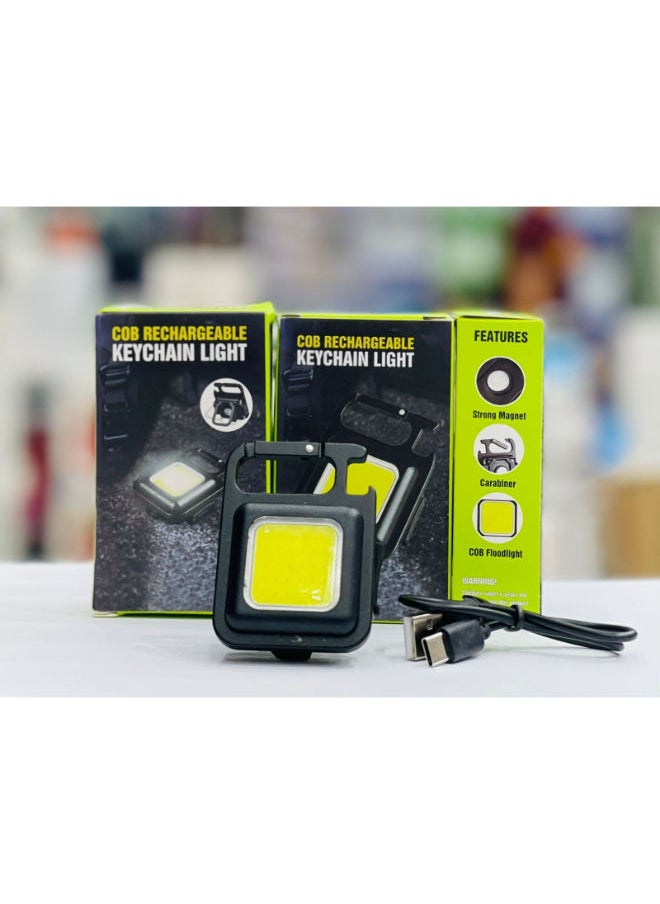 SHOPI - Small LED Flashlight, Rechargeable Keychain Mini Flashlight, 4 Light Modes Portable Pocket Light with Folding Bracket Bottle Opener and Magnet Base for Fishing Walking Camping Outdoor Indoor - Image 1