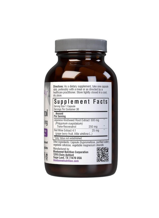 Bluebonnet Nutrition Beautiful Ally Resveratrol 250 mg, Protect Skin Integrity*, Non-GMO, Vegan, Gluten-Free, Soy-Free, Dairy-Free, 30 Vegetable Capsules, 30 Servings - Image 2