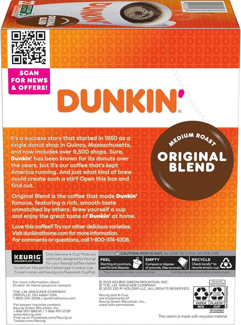 Dunkin' Donuts Original Blend Medium Roast Coffee K-Cup Pods - Image 3