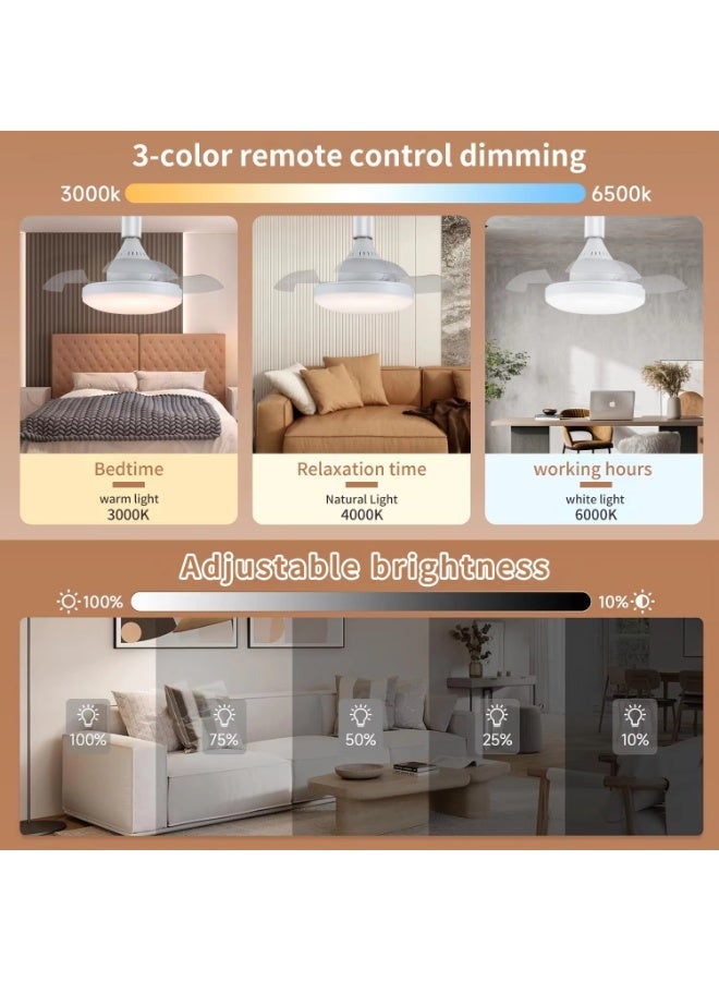 مودي مروحة LED عصرية مزودة بجهاز تحكم عن بُعد | قاعدة E27 | تعتيم ثلاثي الألوان | ضوضاء منخفضة | إضاءة وتبريد موفر للطاقة | تركيب سهل - Image 5