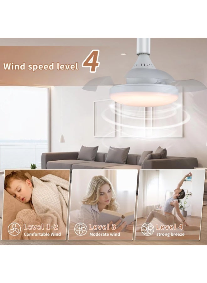 مودي مروحة LED عصرية مزودة بجهاز تحكم عن بُعد | قاعدة E27 | تعتيم ثلاثي الألوان | ضوضاء منخفضة | إضاءة وتبريد موفر للطاقة | تركيب سهل - Image 4