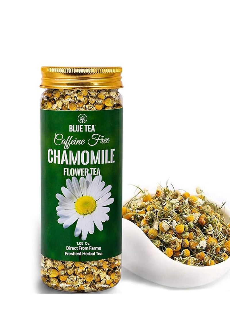 BLUE TEA - Chamomile Tea - 30 g - 30+ Cups || SLEEP & RELAXATION || Herbal Tea - Caffeine Free - Flower Based - Vegan - Non-Bitter - Non-GMO - 100% Natural | Reusable Pet Jar - Image 1