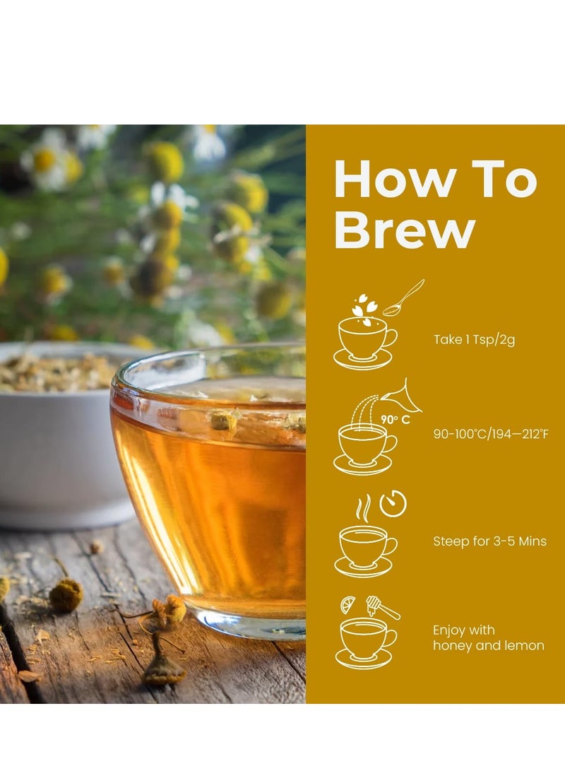 BLUE TEA - Chamomile Tea - 30 g - 30+ Cups || SLEEP & RELAXATION || Herbal Tea - Caffeine Free - Flower Based - Vegan - Non-Bitter - Non-GMO - 100% Natural | Reusable Pet Jar - Image 5